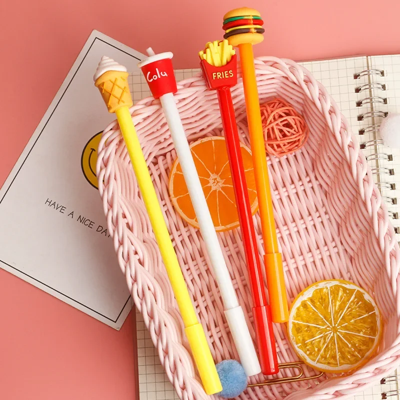 Creative French Fries, Cola Burgers, Ice Cream , Cute Stationery, Student Pens, Cartoon Office Pens. Gel Pens