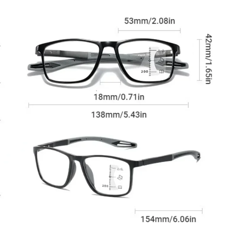 Photochromic Multifocal Reading Glasses TR90 Sport Progressive Near Far Sight Eyewear Men Women Hyperopia Eyeglasses +1.0 To+4.0