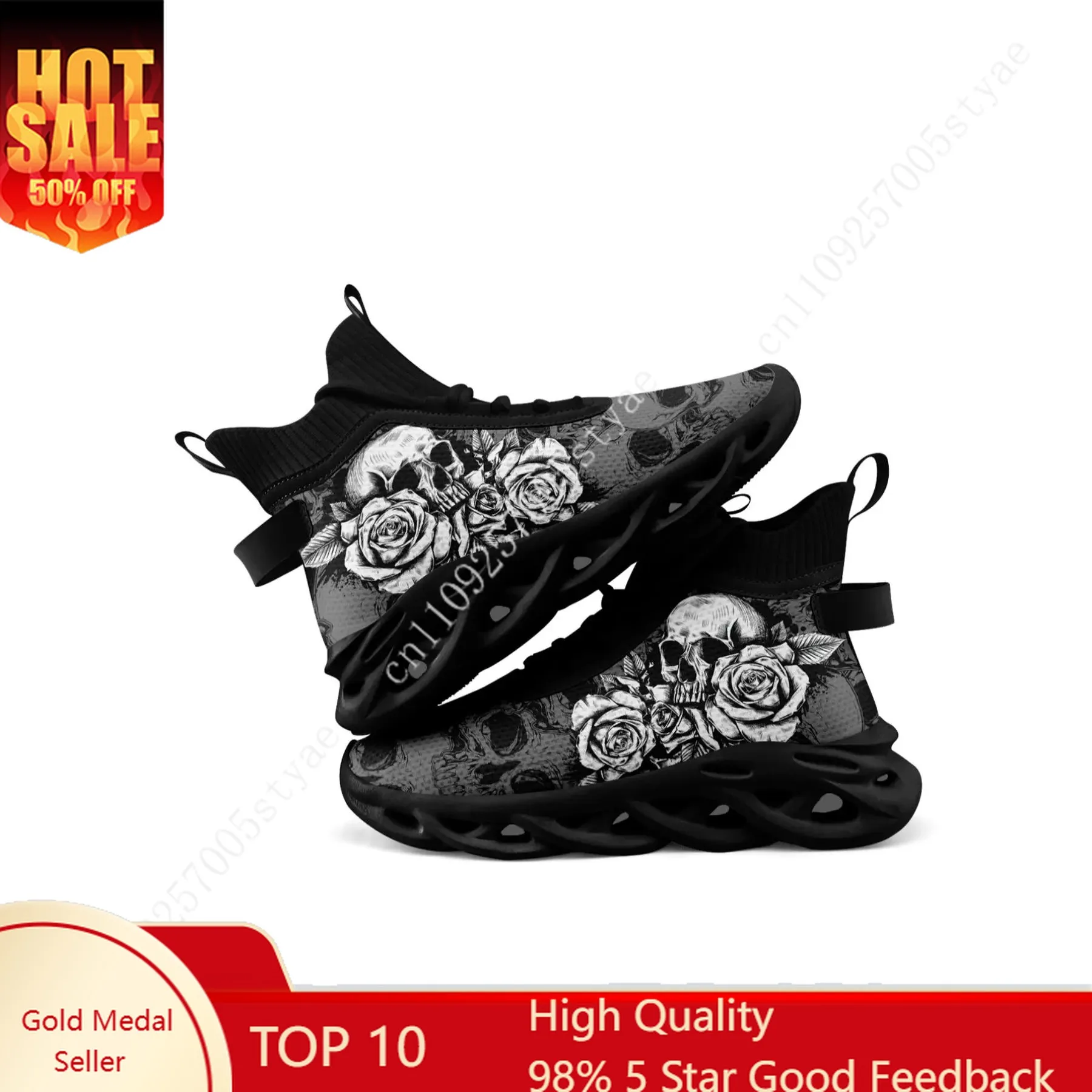 Men's Floral Skull Print Lace Up Front Fashion Boots, Colorblock High Top Boots for Men, Comfort Lightweight Sports Running Shoe