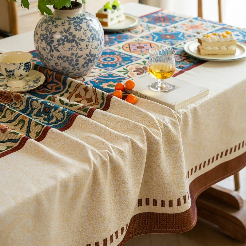 

Cotton Linen American-style Thickened Rectangular Bohemian Jacquard Ethnic Style Wedding Dining Table Cover Tea Table Cloth