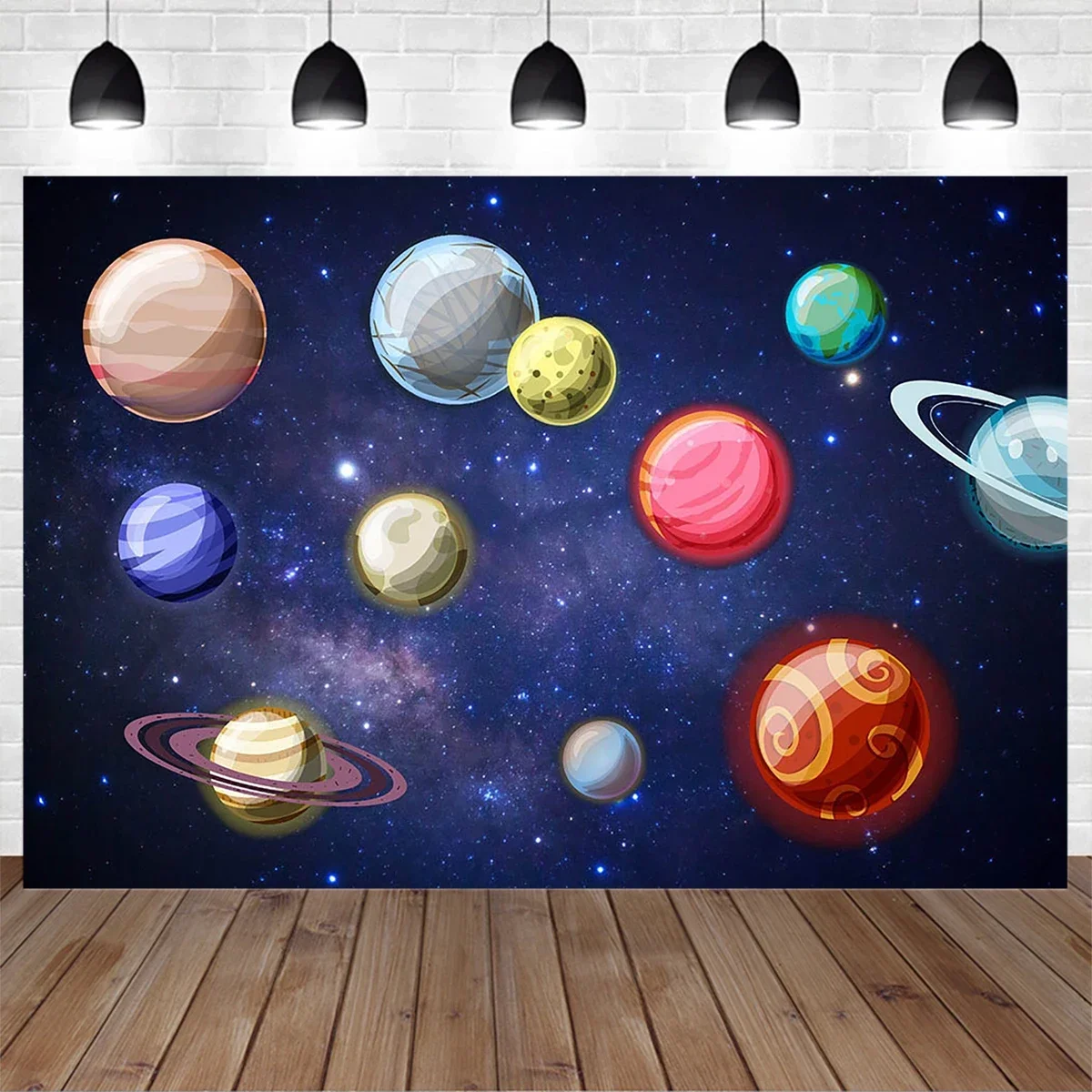 Space Exploration Theme Party Photography Background Banner Starry Planet Night Backdrop Prop Adult Children Baby Birthday Photo