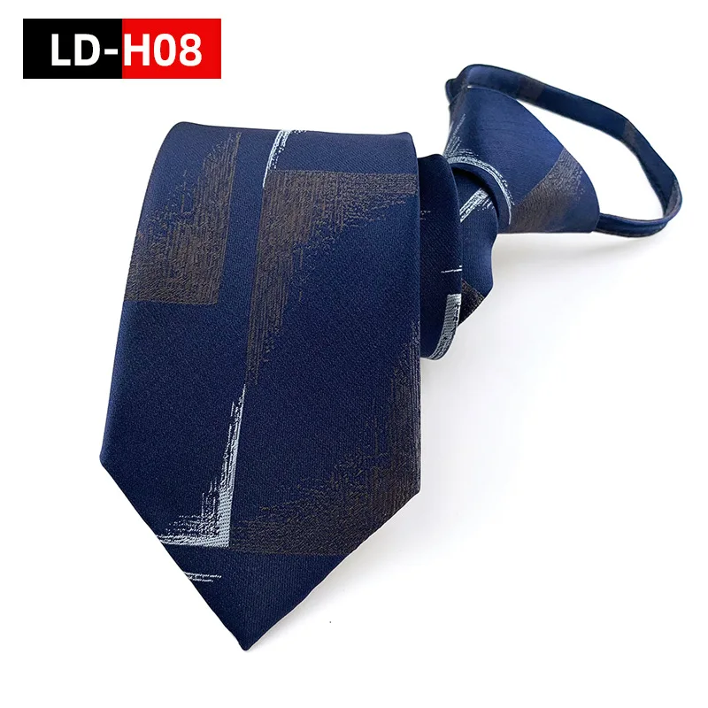 7cm Mens Tie Pre-tied Business Wedding Easy Wear Neck Tie Zipper Lazy Pre-tied Korean Style Striped Solid Necktie