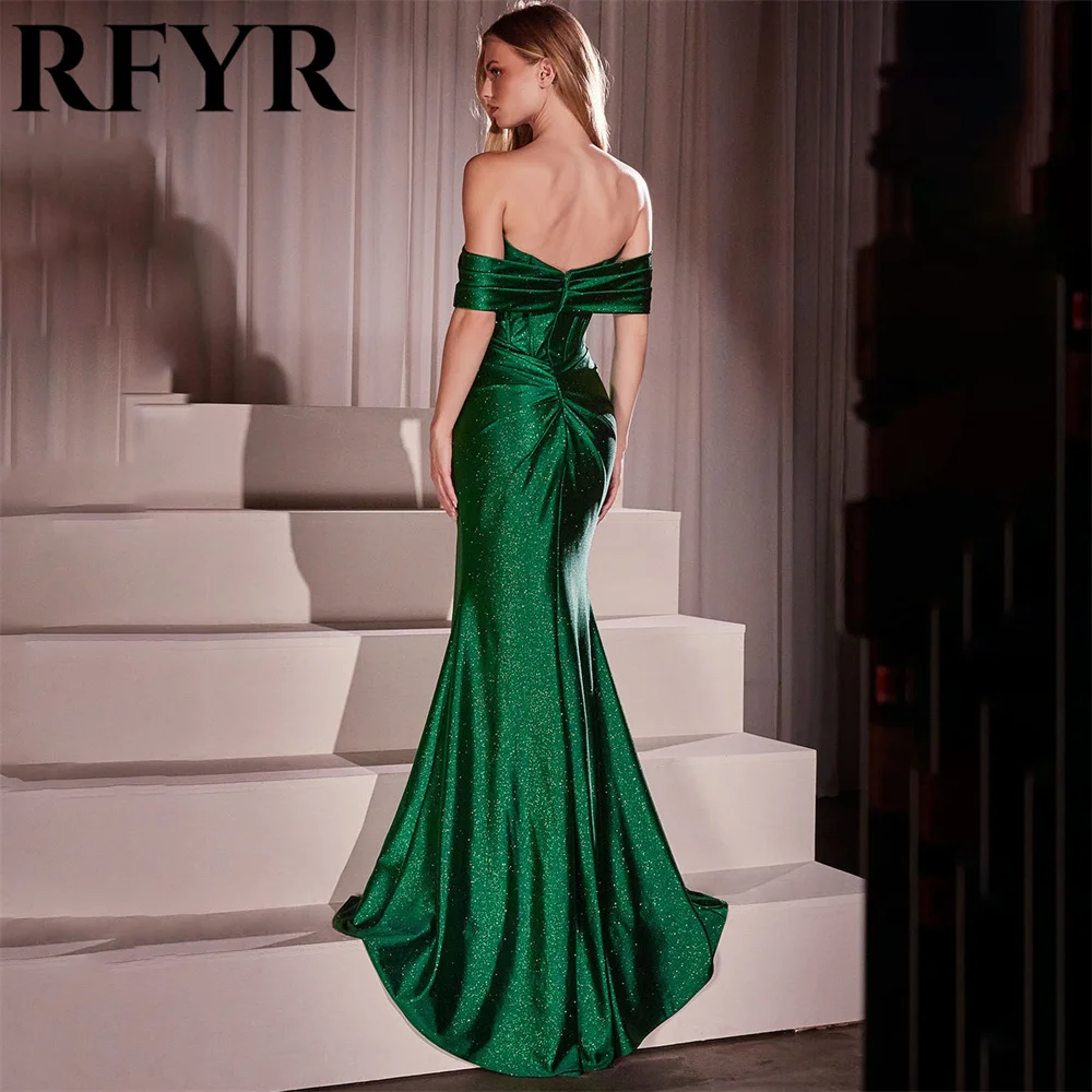 RFYR Red Evening Dress for Party Sweetheart Off the Shoulder Pleats Long Mermaid Prom Gowns Splits Celebrity Dress Customized