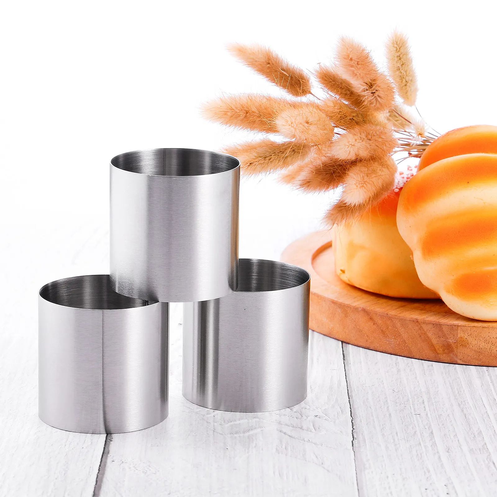8Pcs Stainless Steel Biscuit Cutter Mousse Ring Mold 5Cm Baking Mold Ring Tool for Cake Pastry Dessert Making Mousse Rings