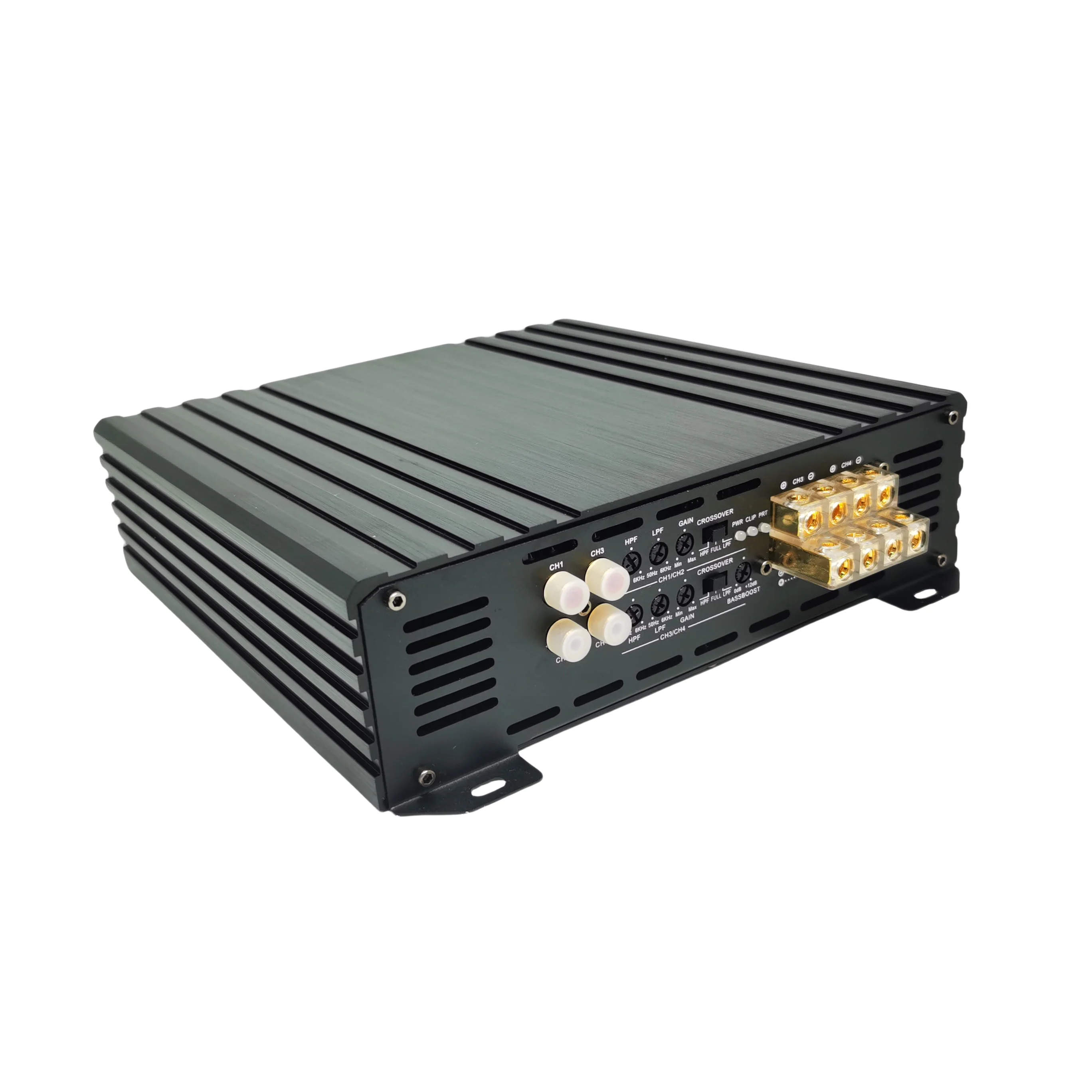 Factory 500.4 Aluminium 12V 4 Channel Class AB Subwoofer Car Audio Amplifier RMS Power 500W*4CH@ 1Ω/340W*4CH@ 2Ω/200W*4CH@ 4Ω
