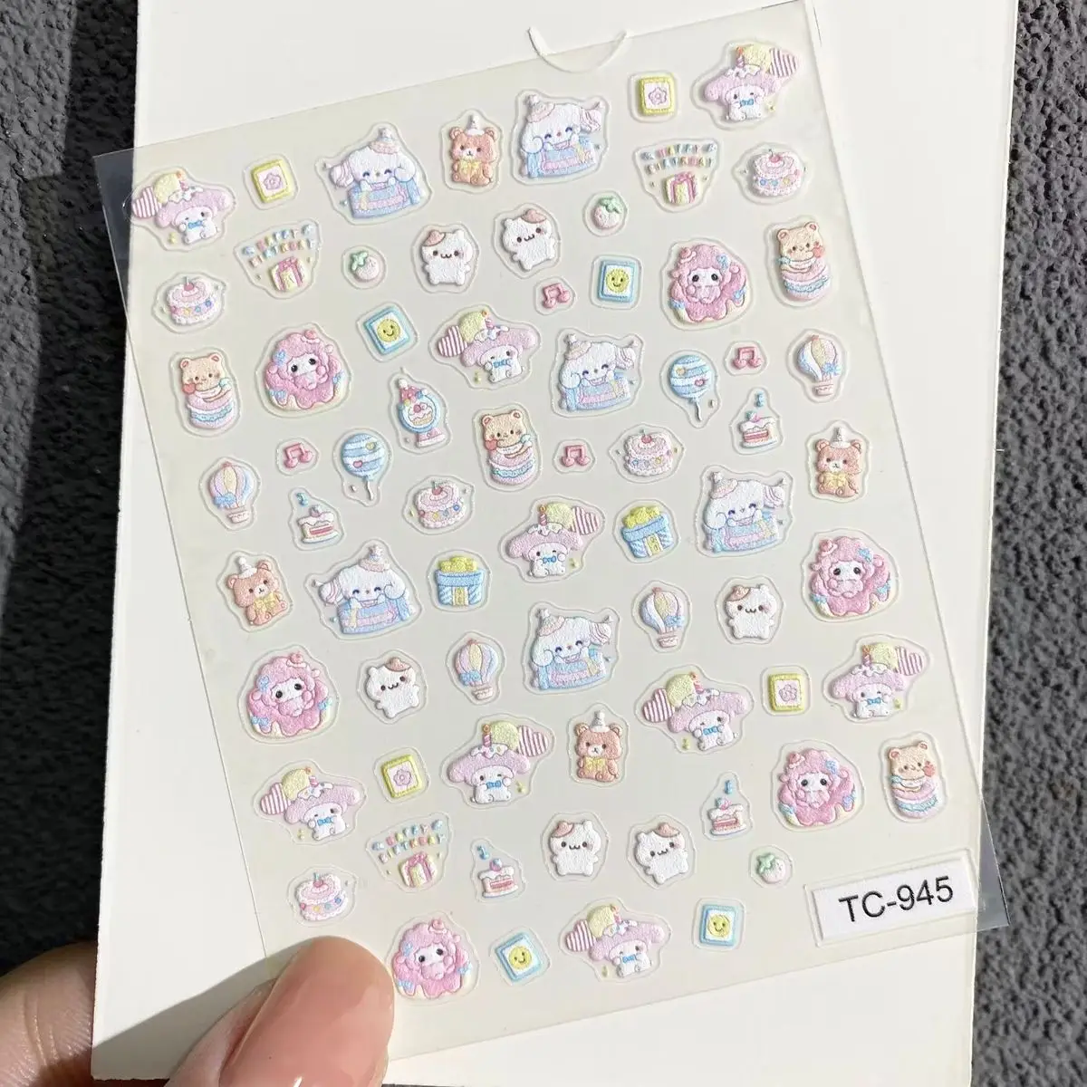 귀여운 피아노 양 릴리프 네일 아트 스티커 만화 3D 핸드북 물컵 CCD 네일 데코 매니큐어 네일 스티커 패치 장식 선물