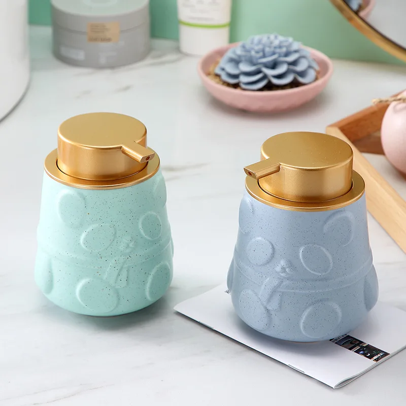 

Household ceramic solid color separate bottle Cute style lotion shower gel bottle Bathroom supplies Animal simple storage bottle