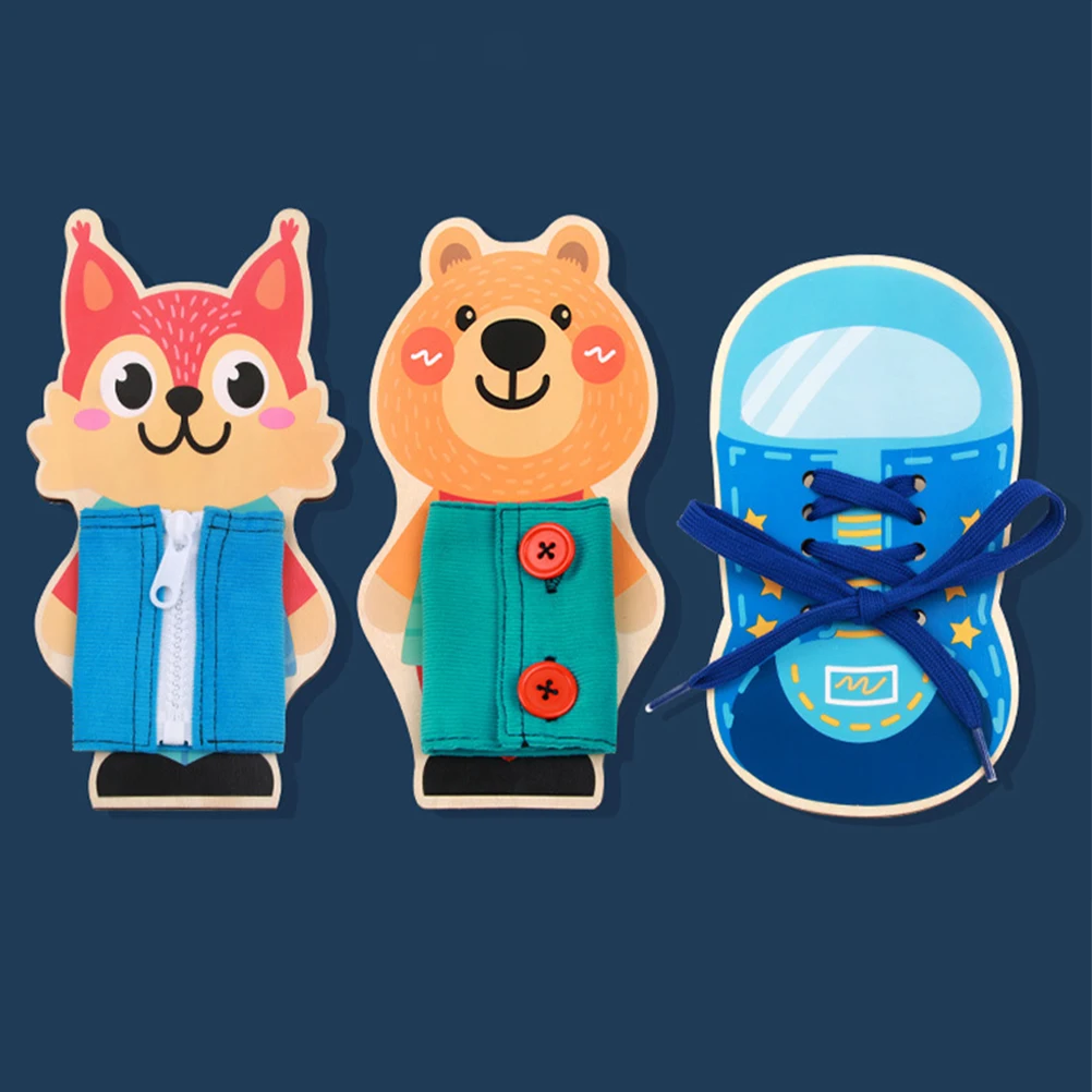 1 conjunto de cadarços de madeira tênis tie-up botões de sapato criança ocupado placa educacional habilidades motoras finas crianças aprendizagem atividade sensorial