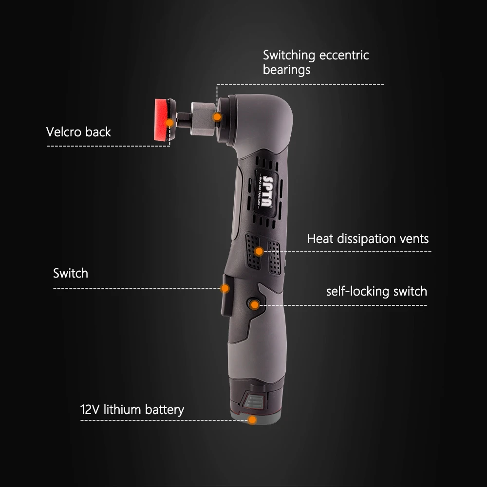 Spta Nieuwe 12V Cordless Mini Auto Polijstmachine Krassen Killer Detaillering Ro Da Machine 1/2/3 Inch Pads Accessoires 2 Batterij