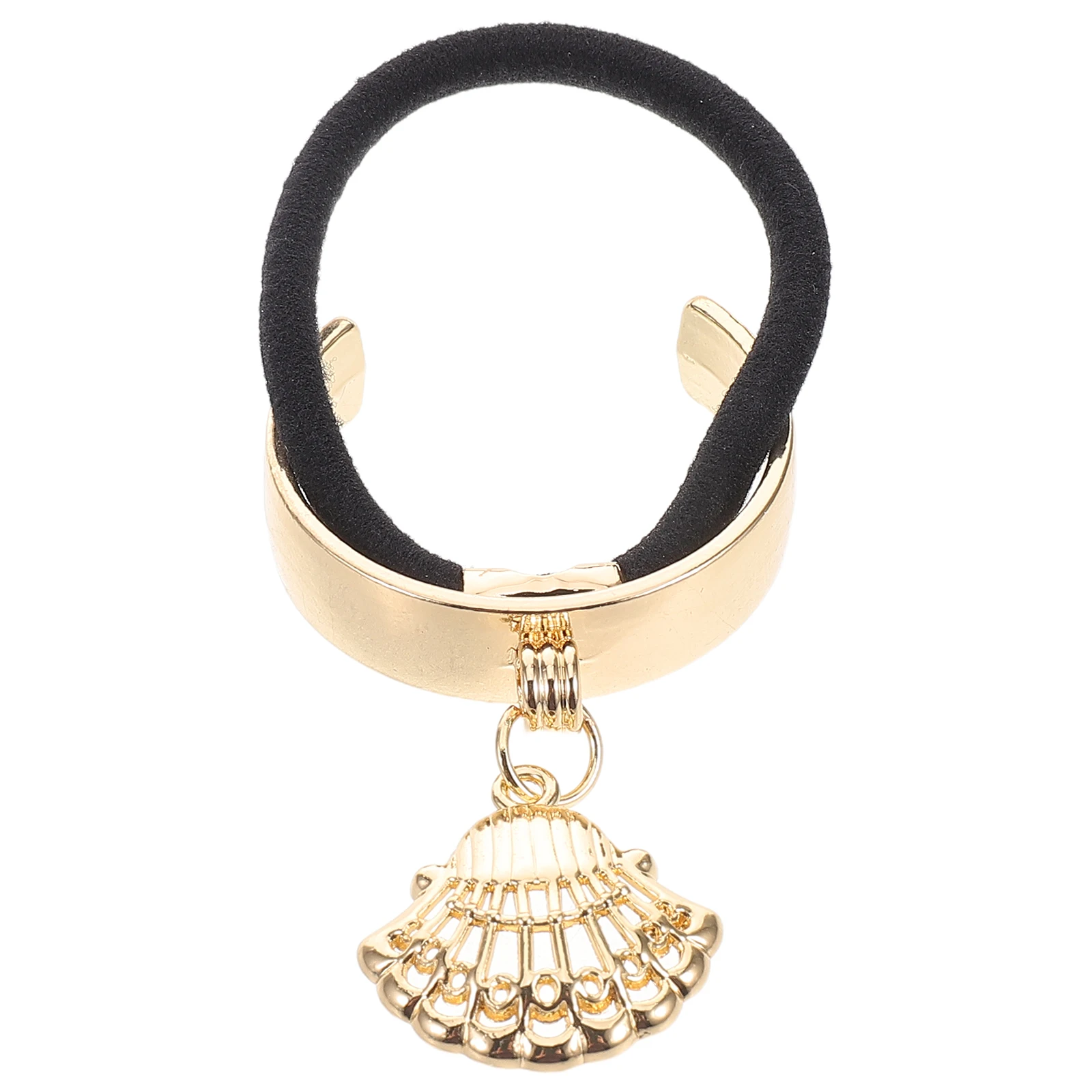 

Elastic Hair Rope Stylish Tie Women High Ponytail Metal Finish Chic Minimalist Design Shiny Surface Fashionable Hold