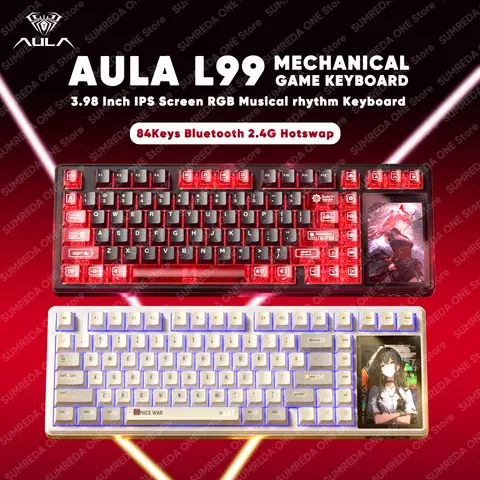 AULA L99 Pro Tastiera meccanica da gioco wireless 75% 84 tasti da 3,98 pollici Bluetooth 2.4G Wired RGB Hotswap Gamer Tastiera senza contatto