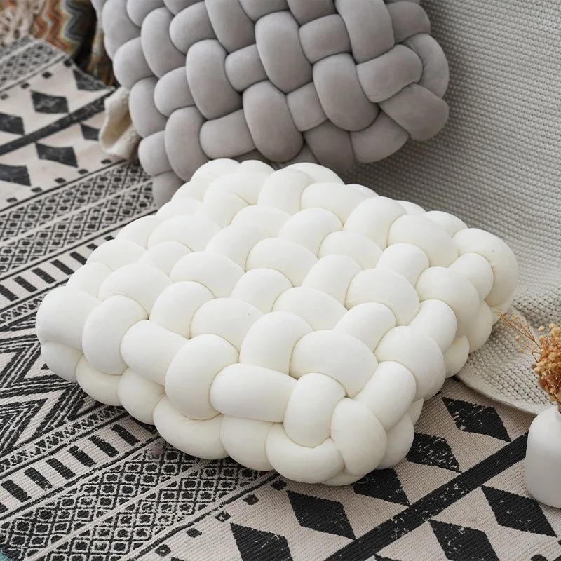 Nó artesanal almofada abraço brinquedos almofada quadrada nordic estética recheado travesseiro cadeira de escritório assento chão travesseiro de pelúcia dormir volta