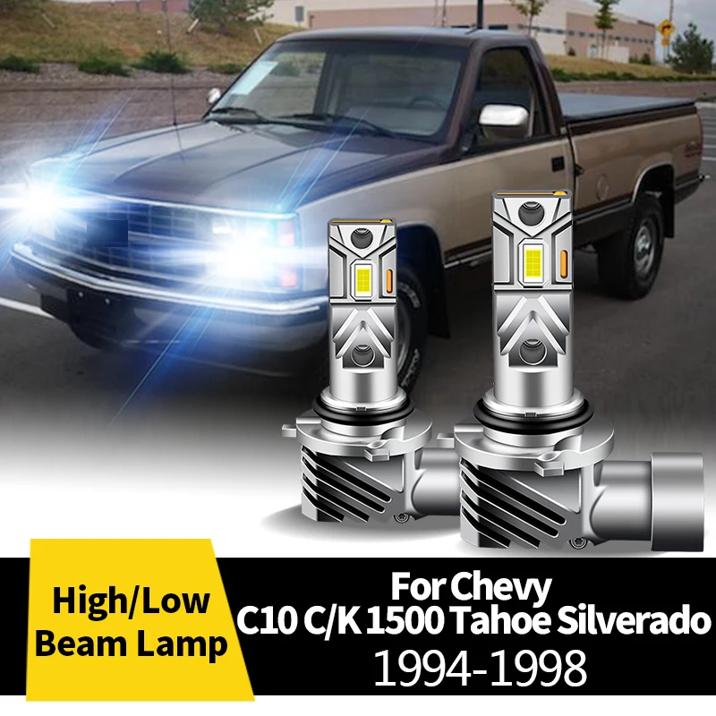 2Pcs CANbus LED Headlight High / Low Beam Lamp BulbS Halogen Replacement Light For Chevy C10 C/K 1500 Tahoe Silverado 1994-1998