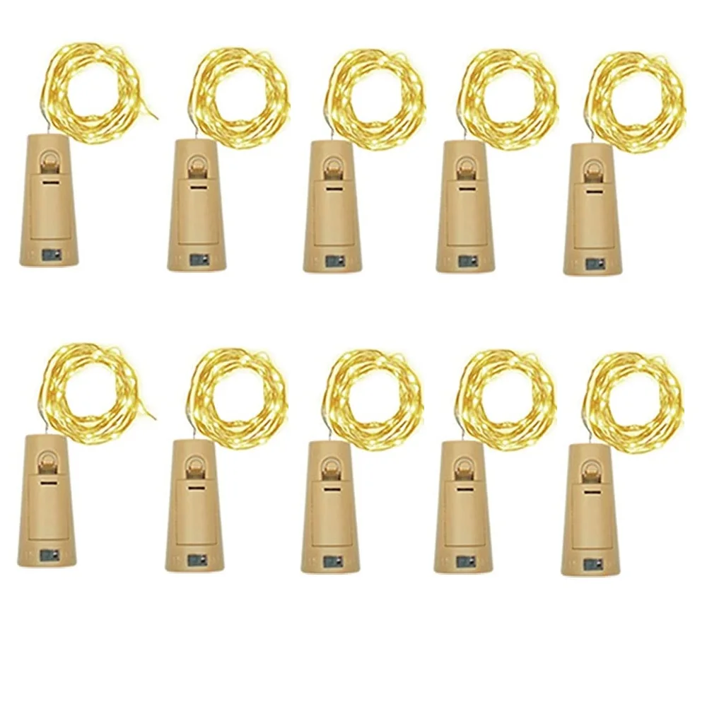 20 LED 10 Packs Wine Bottle Lights Copper Wire Fairy String Light Warm White Bottle Stopper Atmosphere Lamp for Xmas Holiday