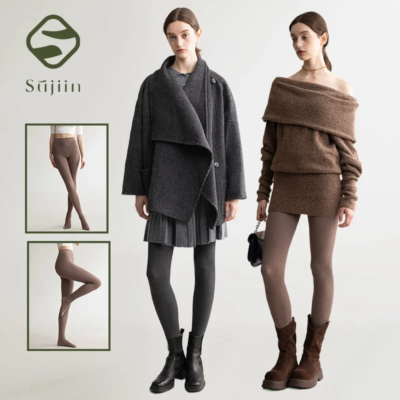 

SUJIIN зимние леггинсы для женщин, теплые флисовые колготки на подкладке с высокой талией, женские термочулки, женские толстые колготки 2025 года XW003