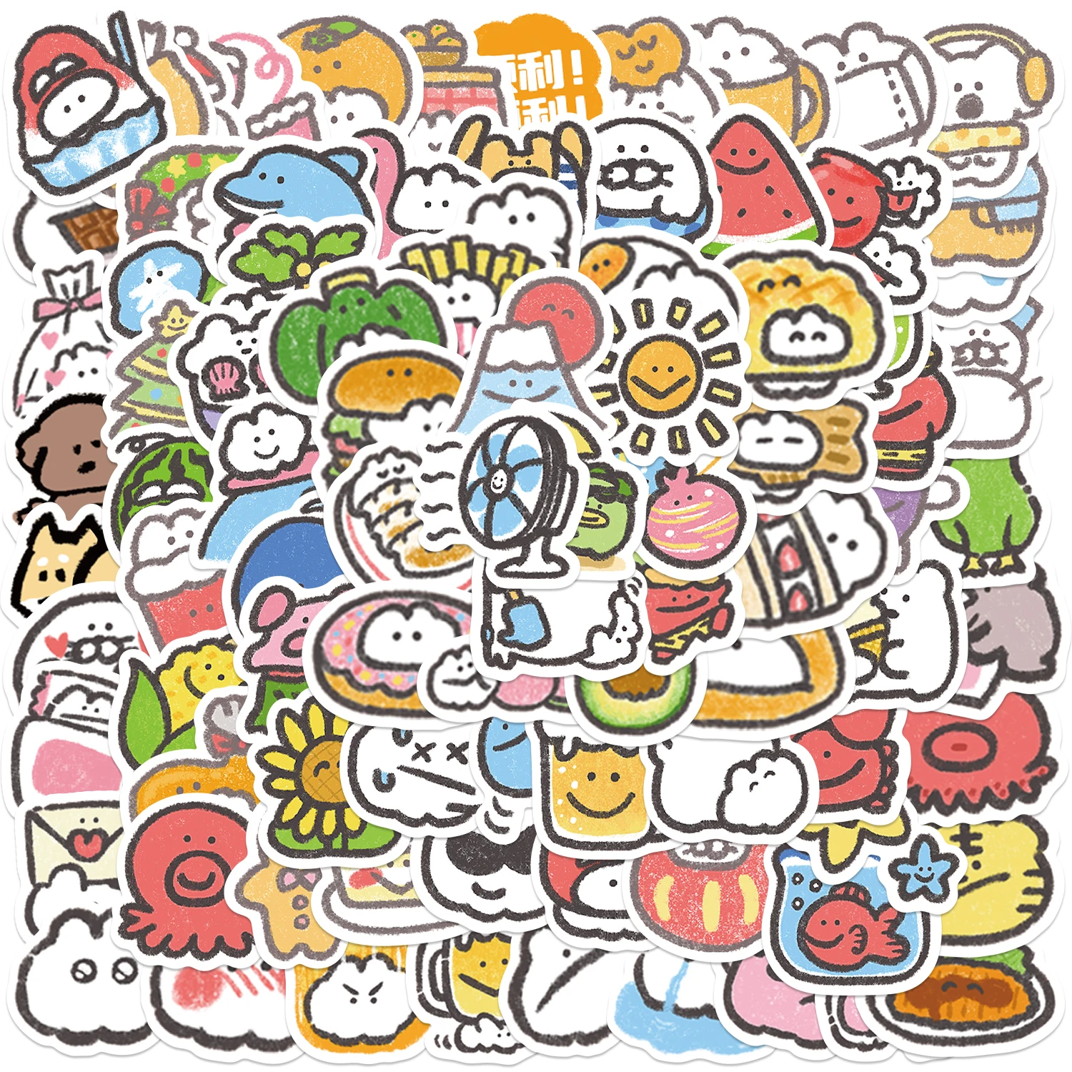 100Pcs Mini MOKMOK Cartoon Cute Sticker For Fridge Luggage Laptop Skateboard Bicycle PVC Waterproof Bottle Decal Stickers