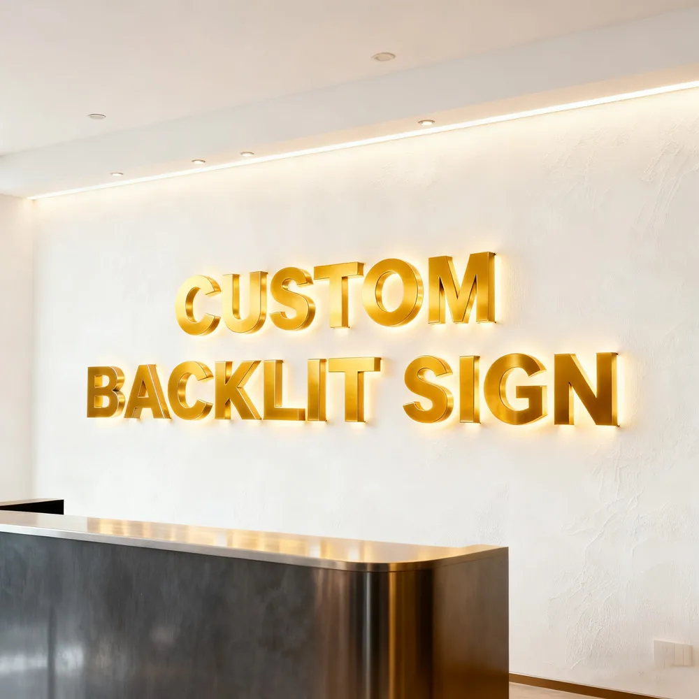 Custom LED illuminated Metal Letters 3D Business Sign Laser Cut Logo Sign Company Reception Signboard Backlit Sign Dropshipping