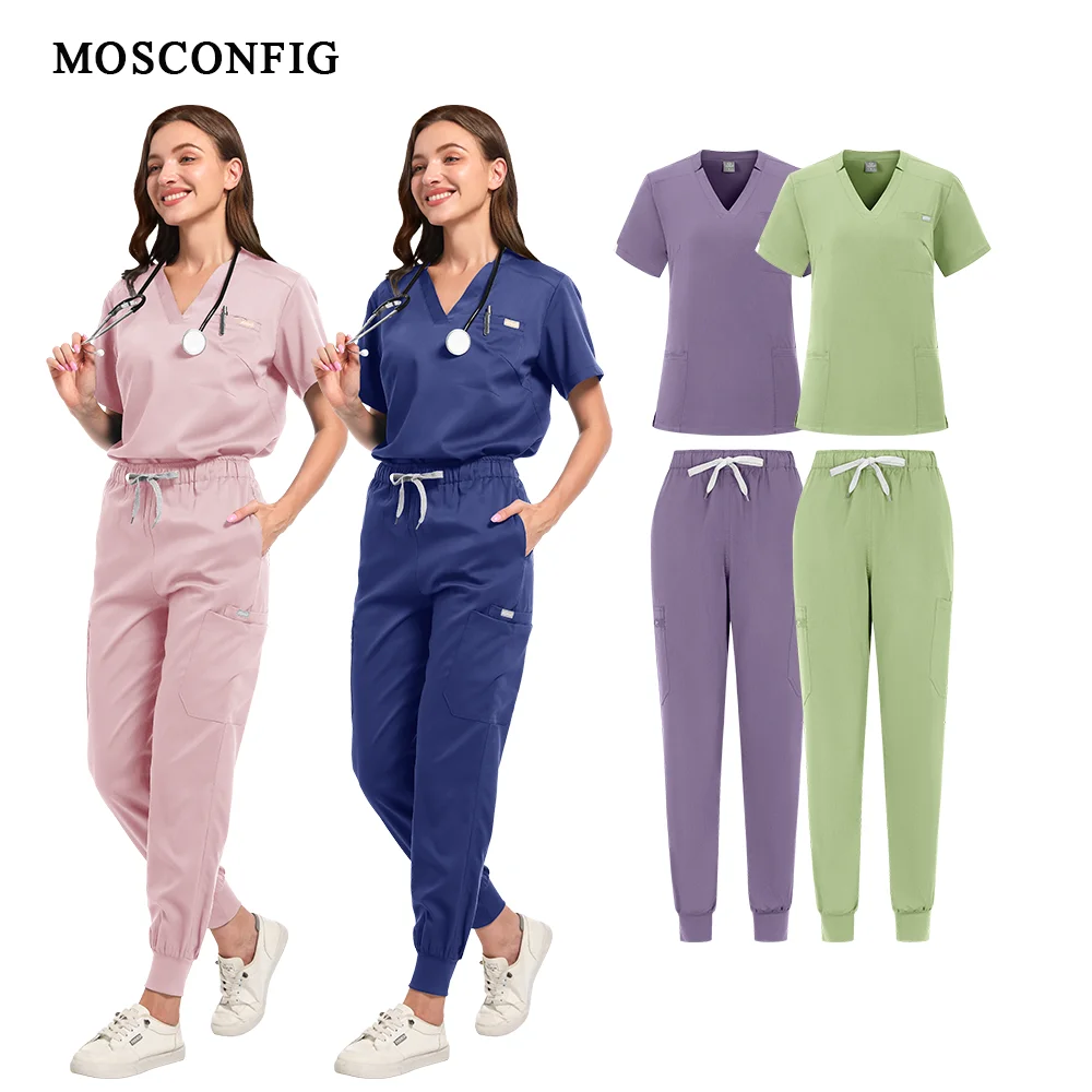 Uniforme médico, conjunto de exfoliante elástico, batas quirúrgicas de Hospital, Tops, pantalones, ropa de trabajo de enfermería, ropa para médicos, accesorios médicos