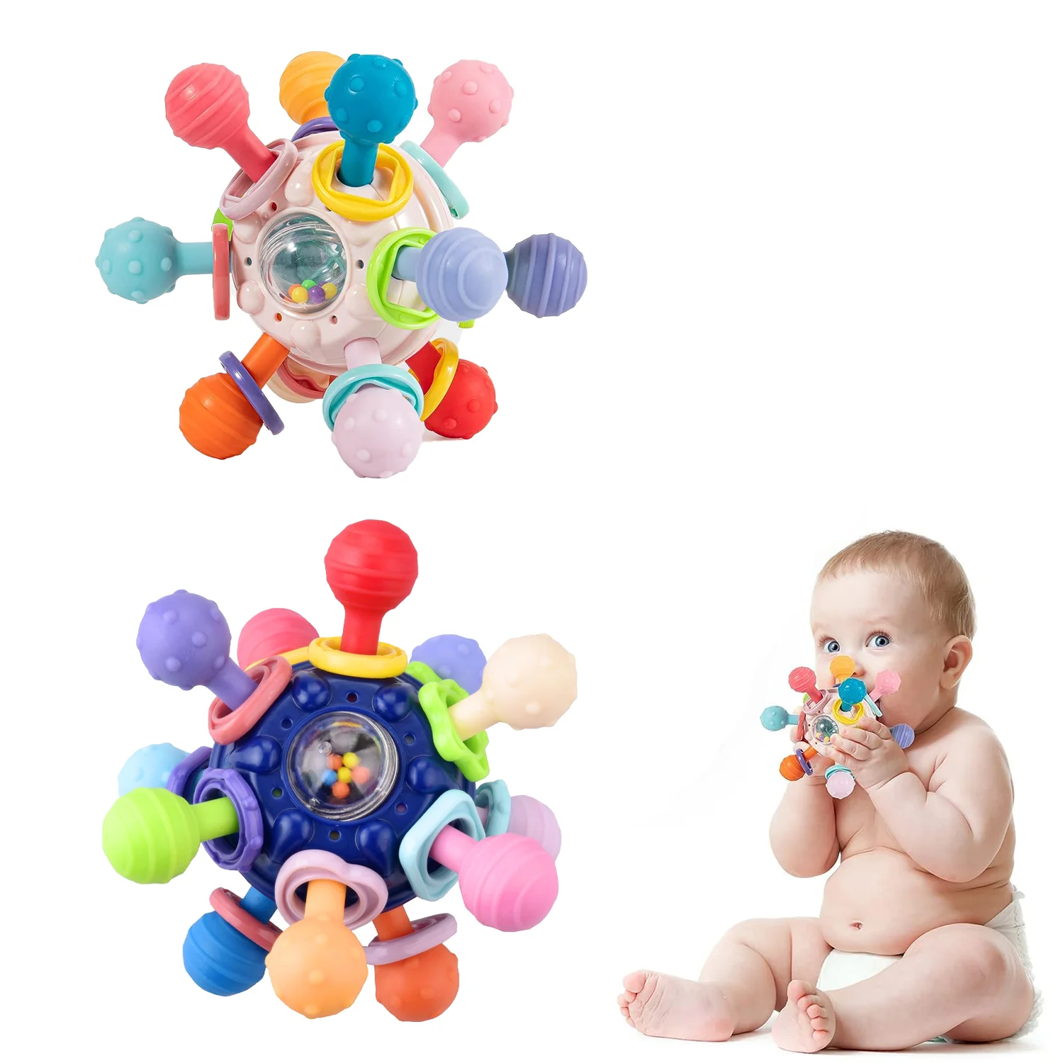 Baby hand cranked bell toy Manhattan finger ball soft rubber ball grinding hand ball early education toy