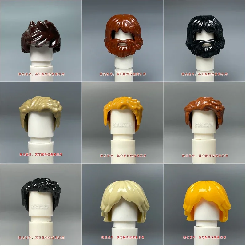 MOC City Figures Hair Building Blocks Character Head Parts Man Woman Girl Boy Head Brown Black Hairstyle DIY Bricks Kids Toys