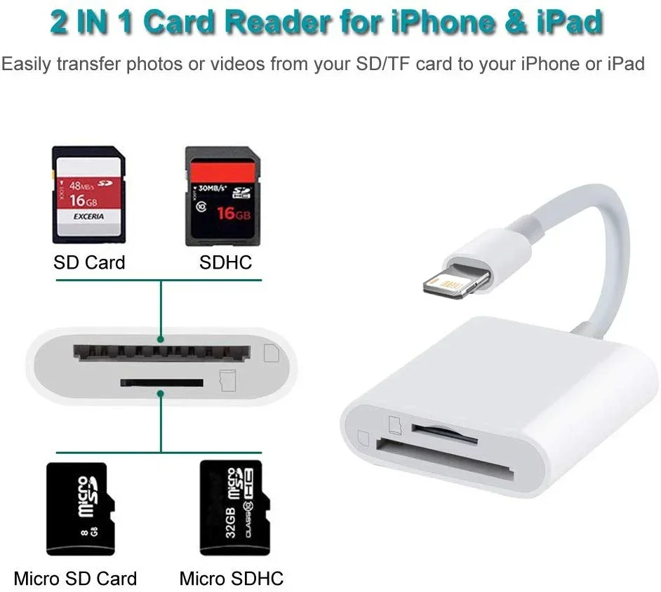 

For iPhone TF SD Card Reader Adapter For Apple iPhone 14 13 3.0 OTG Card Reader Camera Photo Transmission Phone Accessories