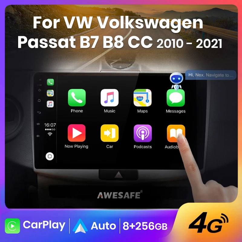 AWESAFE Wireless CarPlay Android Auto Radio for VW Volkswagen Passat B6 B7 B8 CC 2010-2021 Car Multimedia Player 2 din autoradio