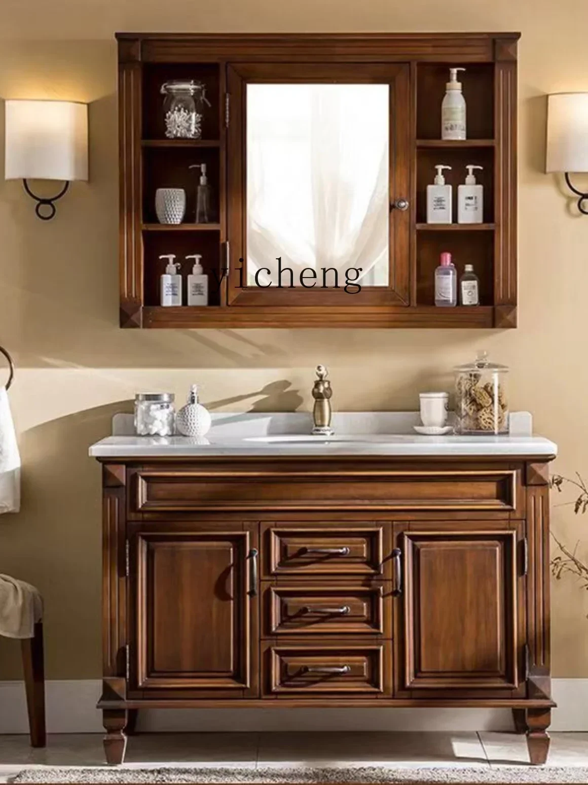 

Oak Bathroom Cabinet Combination Bathroom Washbasin Smart Mirror Cabinet Washstand