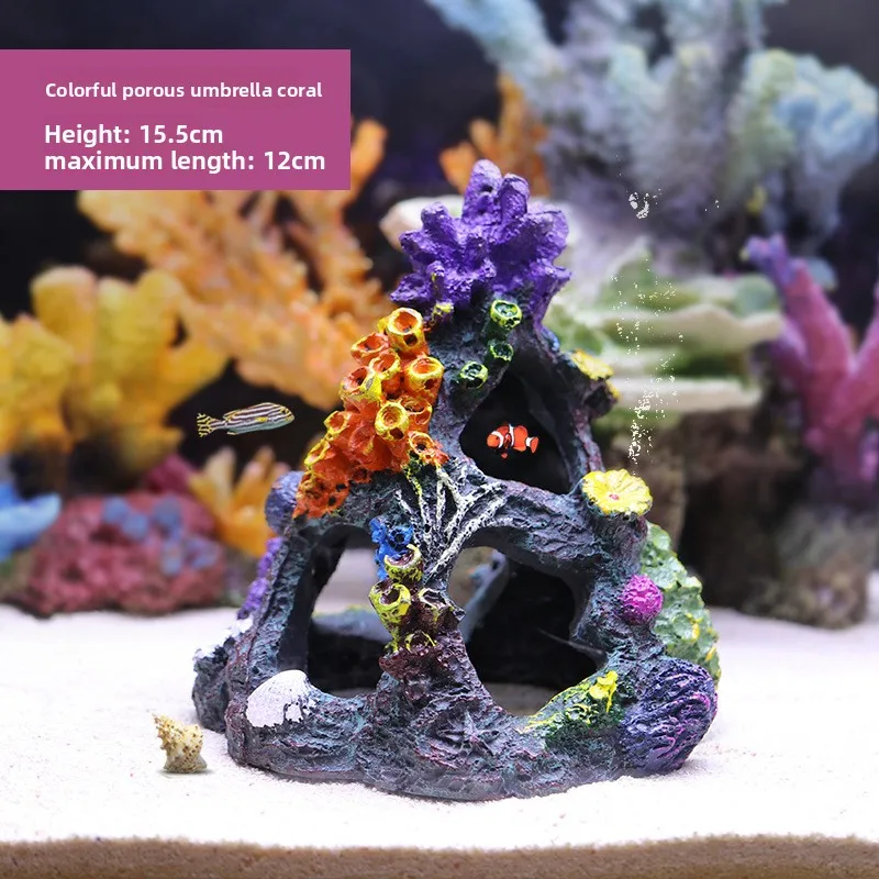 SYSENCIAGA Colorful Resin Coral Reef Decor,Artificial Rock&Shells-Aquarium Centerpiece Ornament for Freshwater&Saltwater Tanks