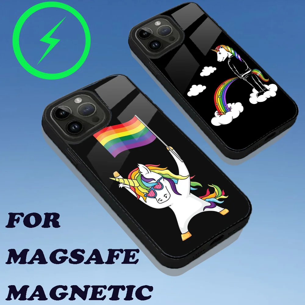 

Rainbow Unicorn Phone Case For iPhone 15,14,13,12,11,Plus,Pro,Max Mini Magsafe Magnetic Wireless Charging