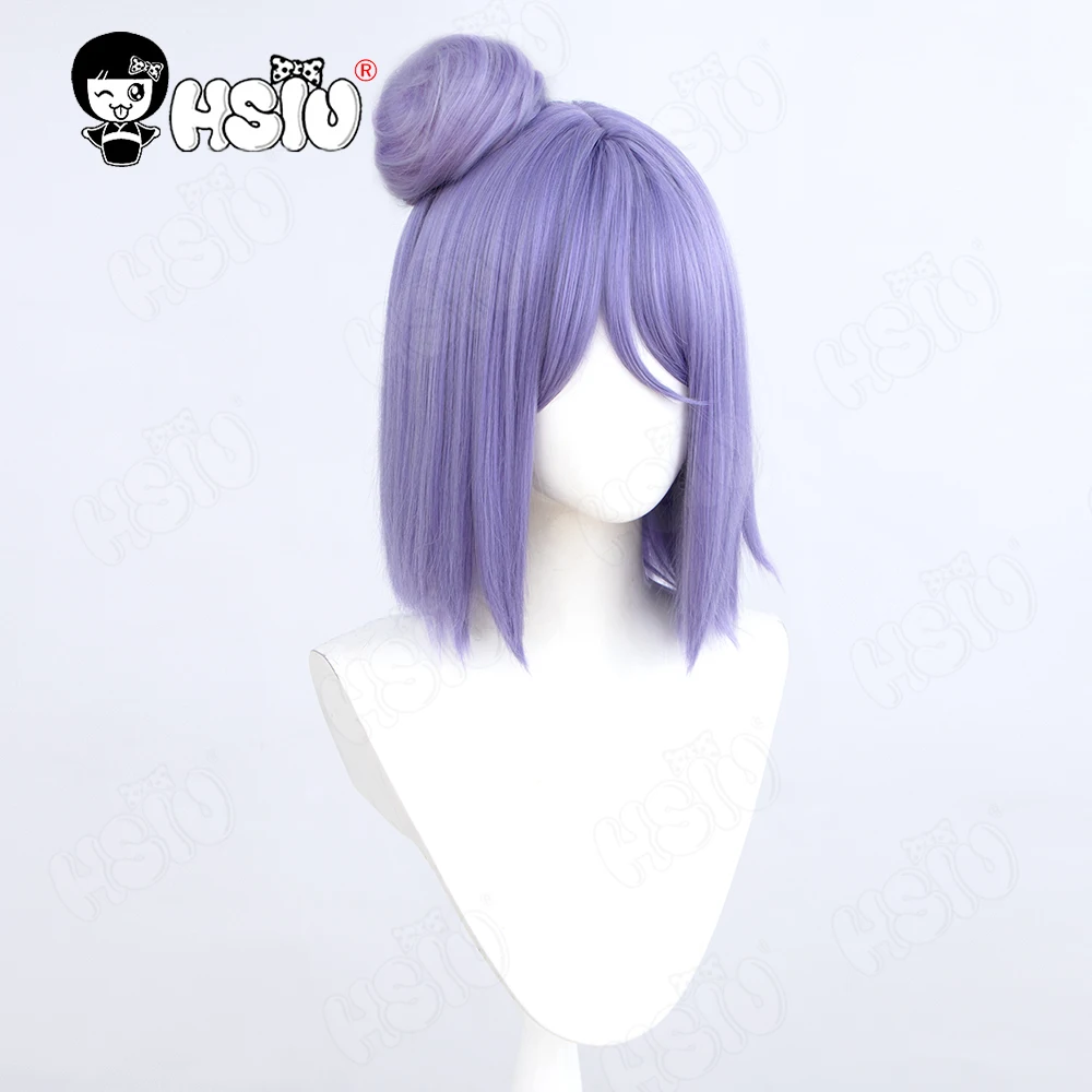 HSIU-Peruca Roxa Sintética com Boné, Cosplay Konan, Cabelo Curto, Resistente ao Calor, Anime, 40cm