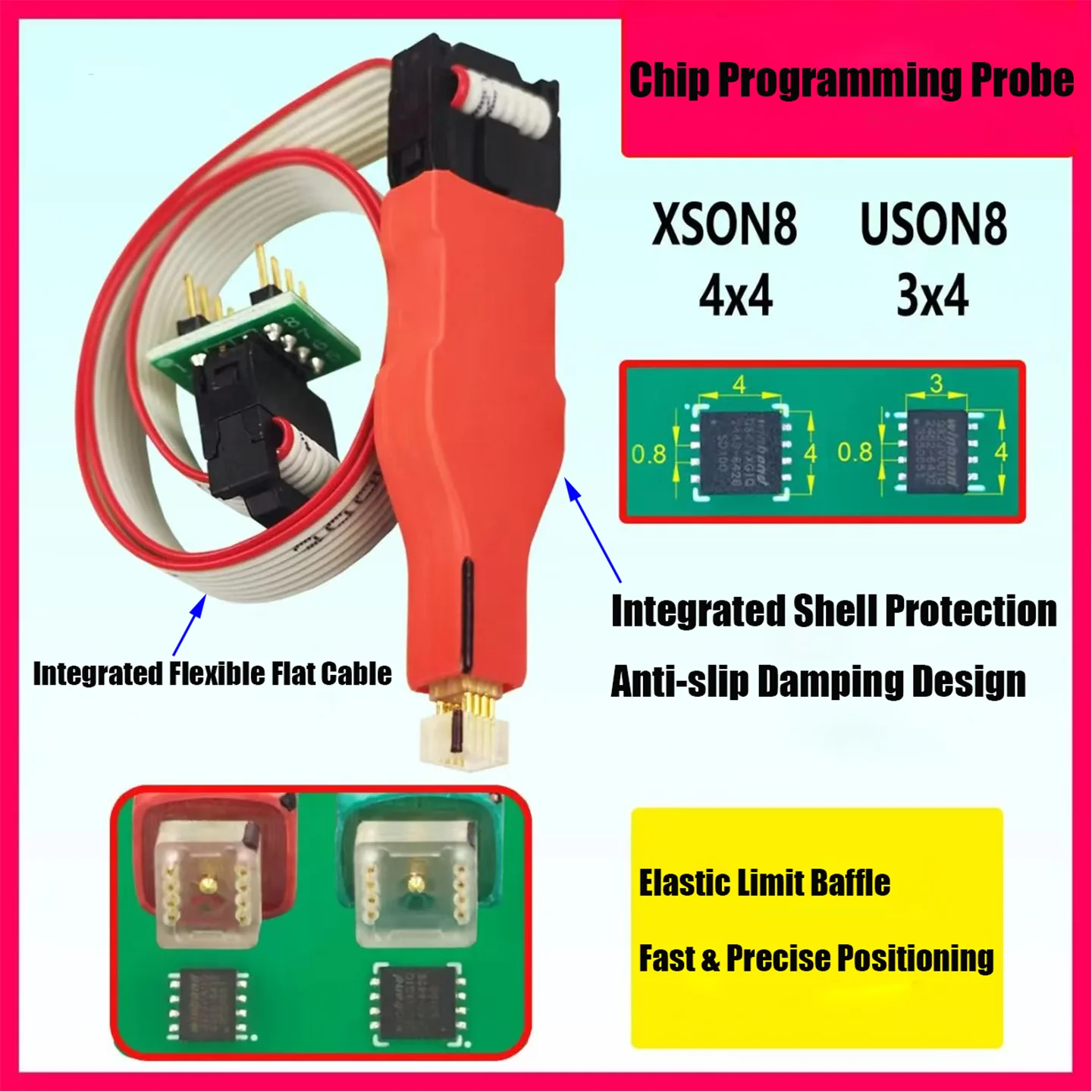 1Pcs USON8/XSON8 Spring Pin On-Board Programming Cable, Professional HDD Data Recovery Read/Write Cable