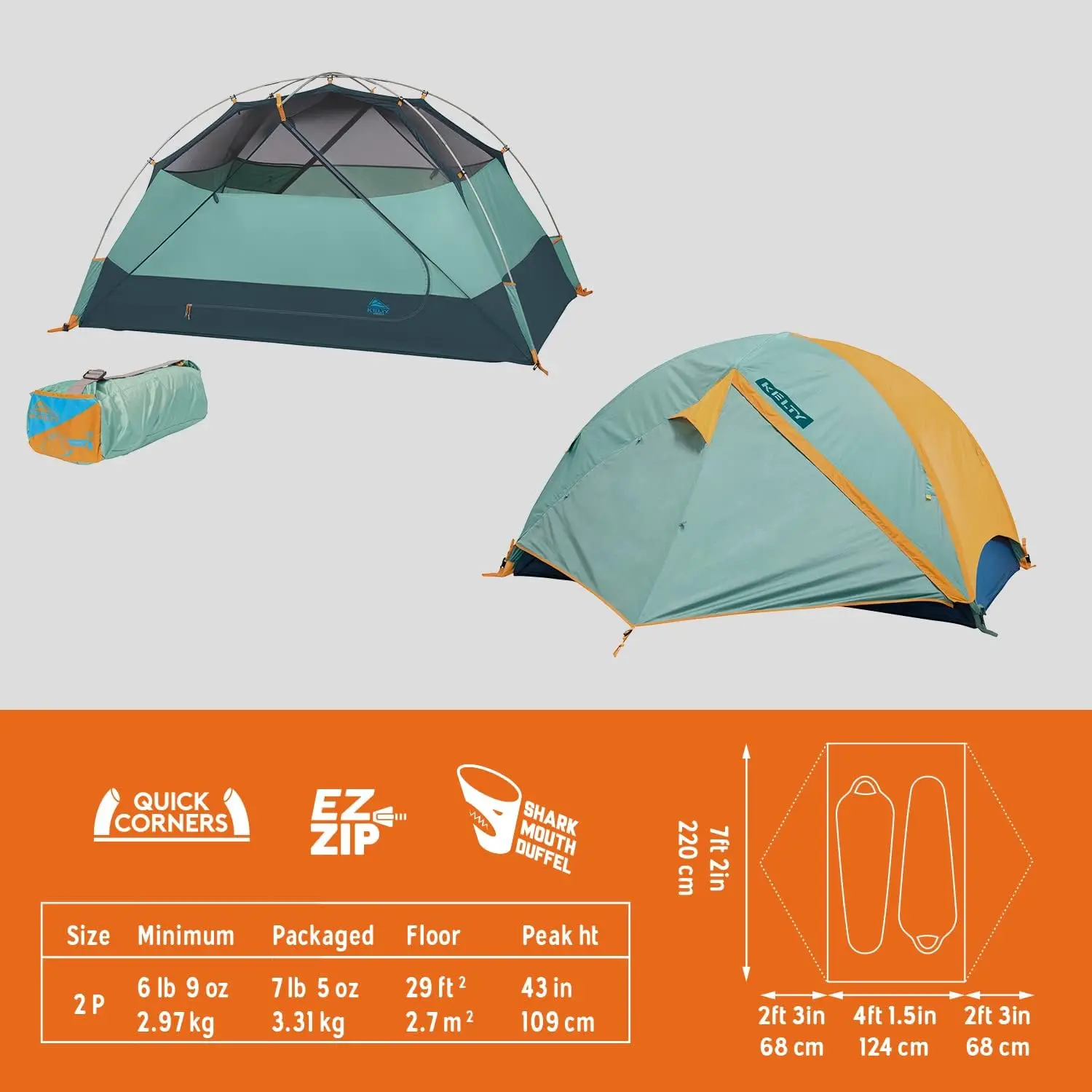 Camping, Wireless Freestanding Tent, Durable Material, Color Coded, Huge Interior and Easy Setup