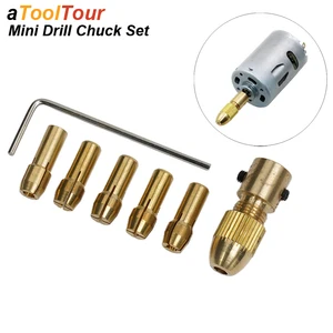 Mini Drill Chuck Collet Set For Electric Motor Shaft Fit Micro Twist Drill Brass Cartridge Rotary Tool Bit Clamping Nut Adapter