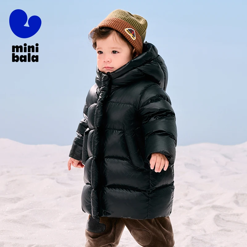 Mini Bala Down Outerwear for Boys and Girls as Winter Hooded, Thick Down Jacket with Heat-Generating Feature