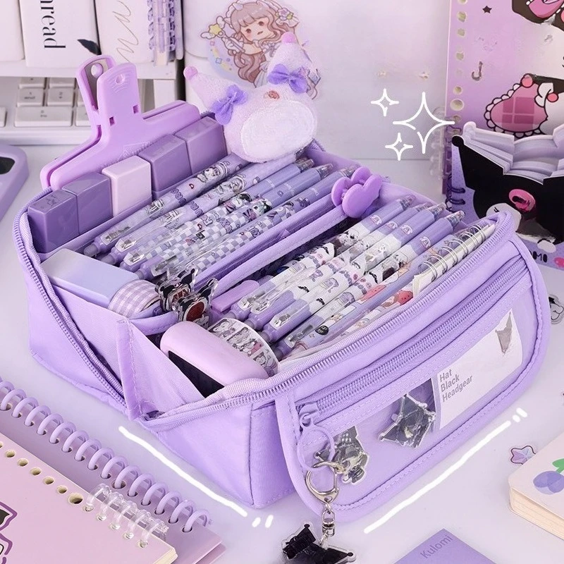 Estuche para lápices prismático brillante, gran capacidad, suministros escolares bonitos, organizador con múltiples compartimentos ‌