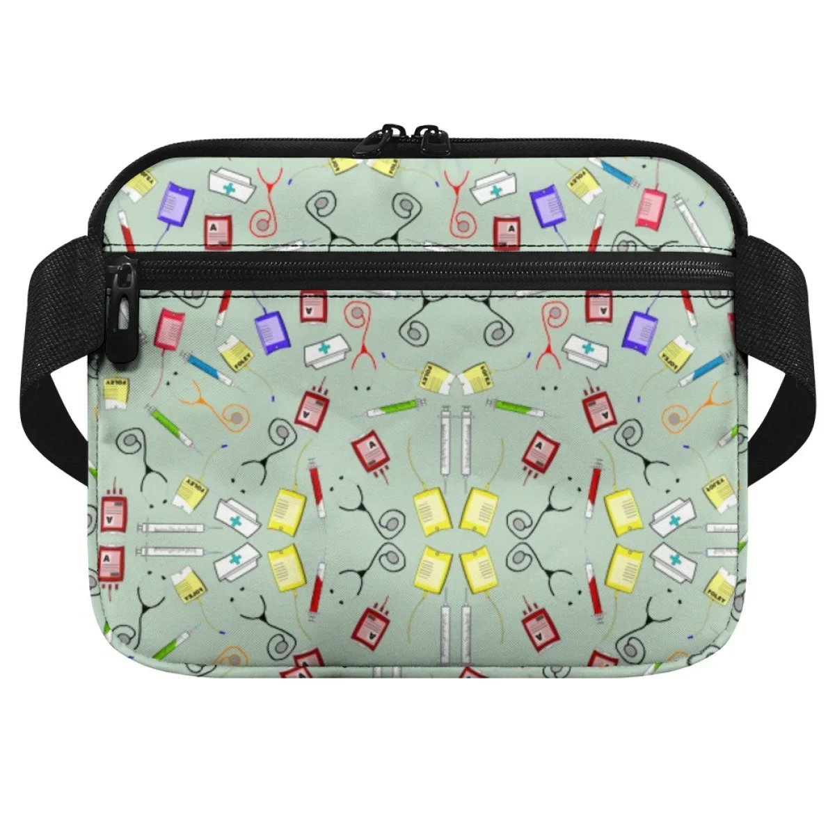 Women Waist Bag Cartoon Nurse Print Casual Multi Pocket Adjustable Shoulder Strap Belt Bag Fanny Packs for Stethoscopes Care