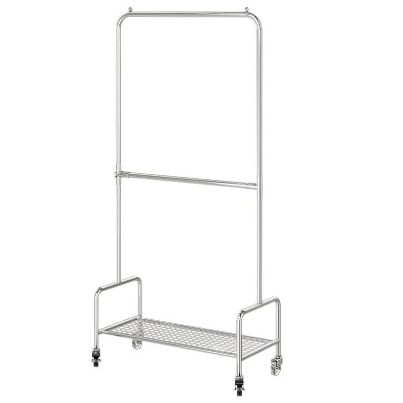 Double-layer drying rack floor pole mobile  hanger word household overnight pants rack