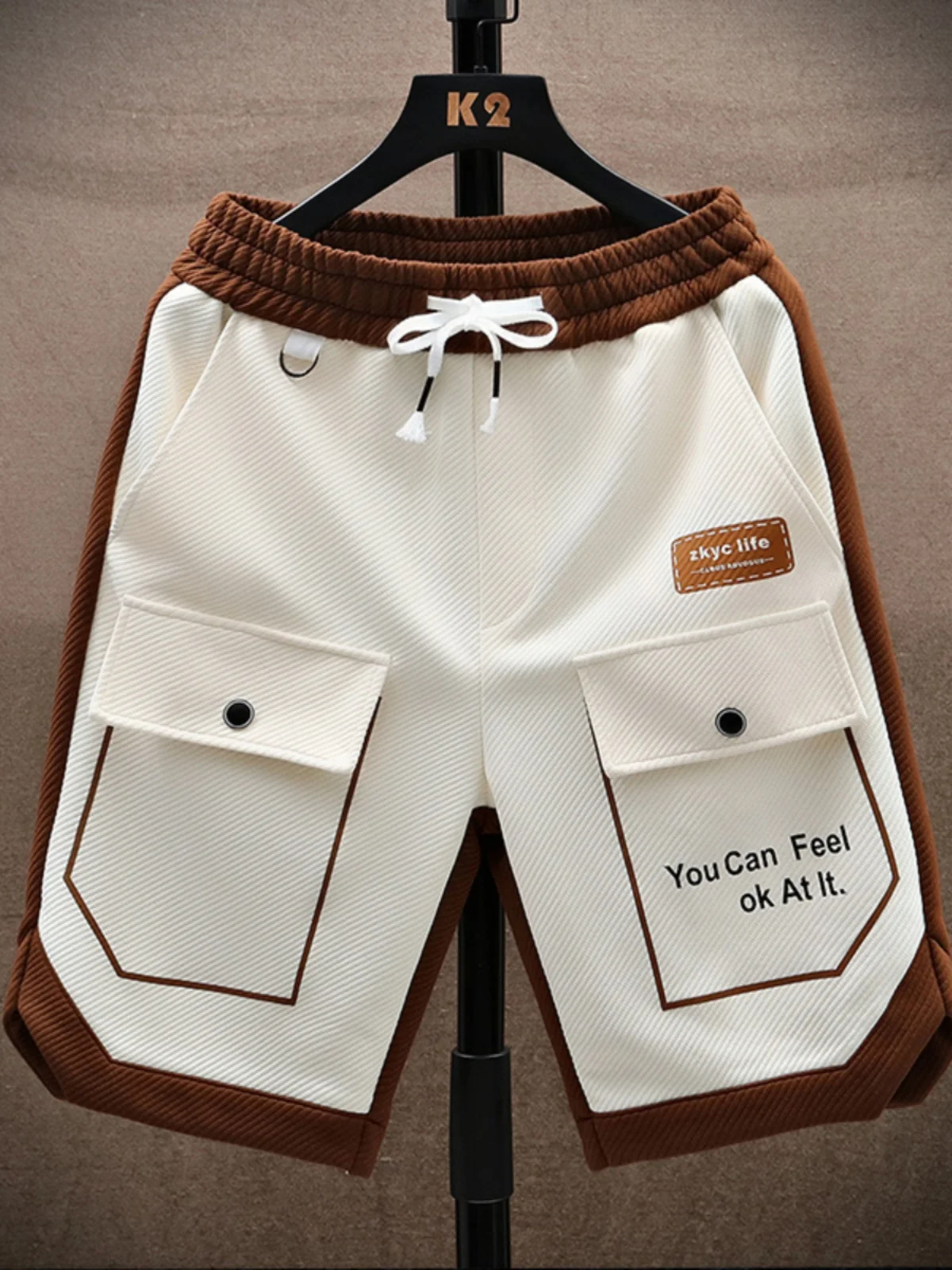 

Summer Workwear Baskeall orts Men's Thin High-End Feeling Sports Youth Five-Quarter Pants Multiple kets Casual Trousers