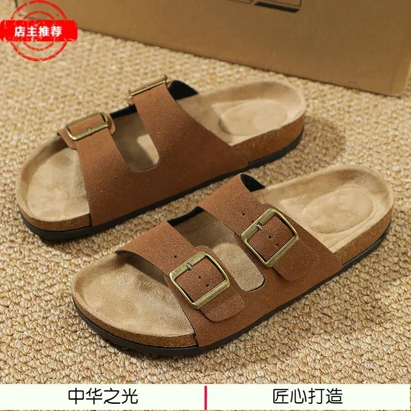 men womenSale Summer Slippers Indoor and outdoor Large size Outdoor Casual Cow Suede Sandals high end beach water proof shoes