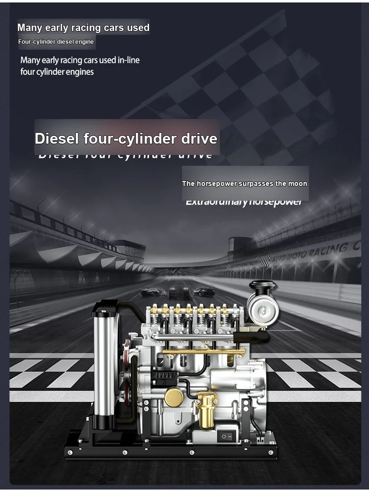 Mini Four-Cylinder Diesel Engine DIY Metal Engineering Model 3D Assembly Kit Educational Display DM115