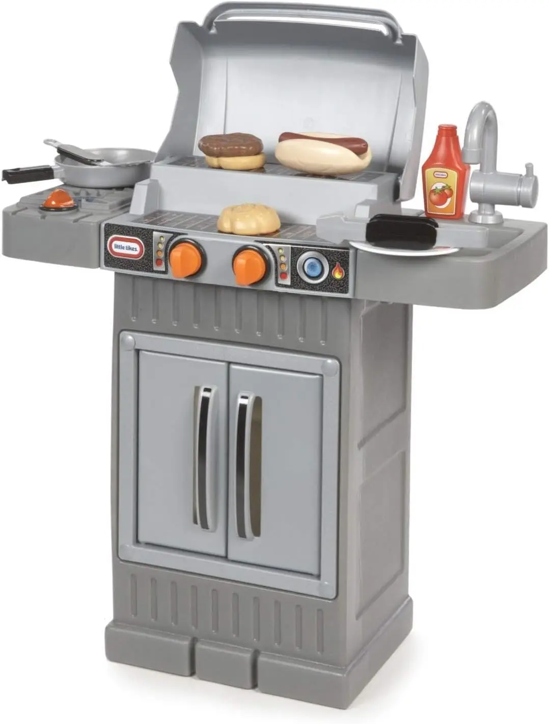

Interactive Kids BBQ Grill Toy for Outdoor Play, Gray Color, Educational Pretend Cooking Fun