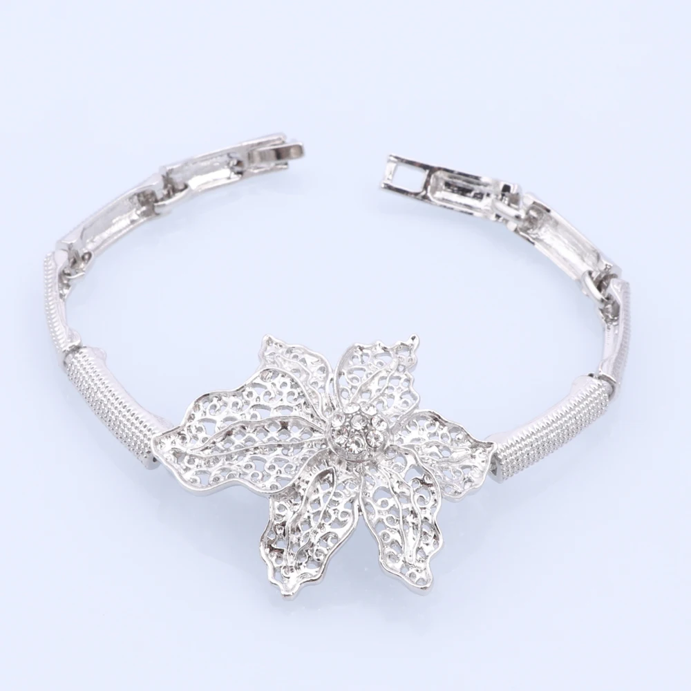 CYNTHIA Dubai Jewelry Gift Elegant Women Flower Shape Necklace African Bridal Wedding Bracelet Earrings Ring Jewelry Set