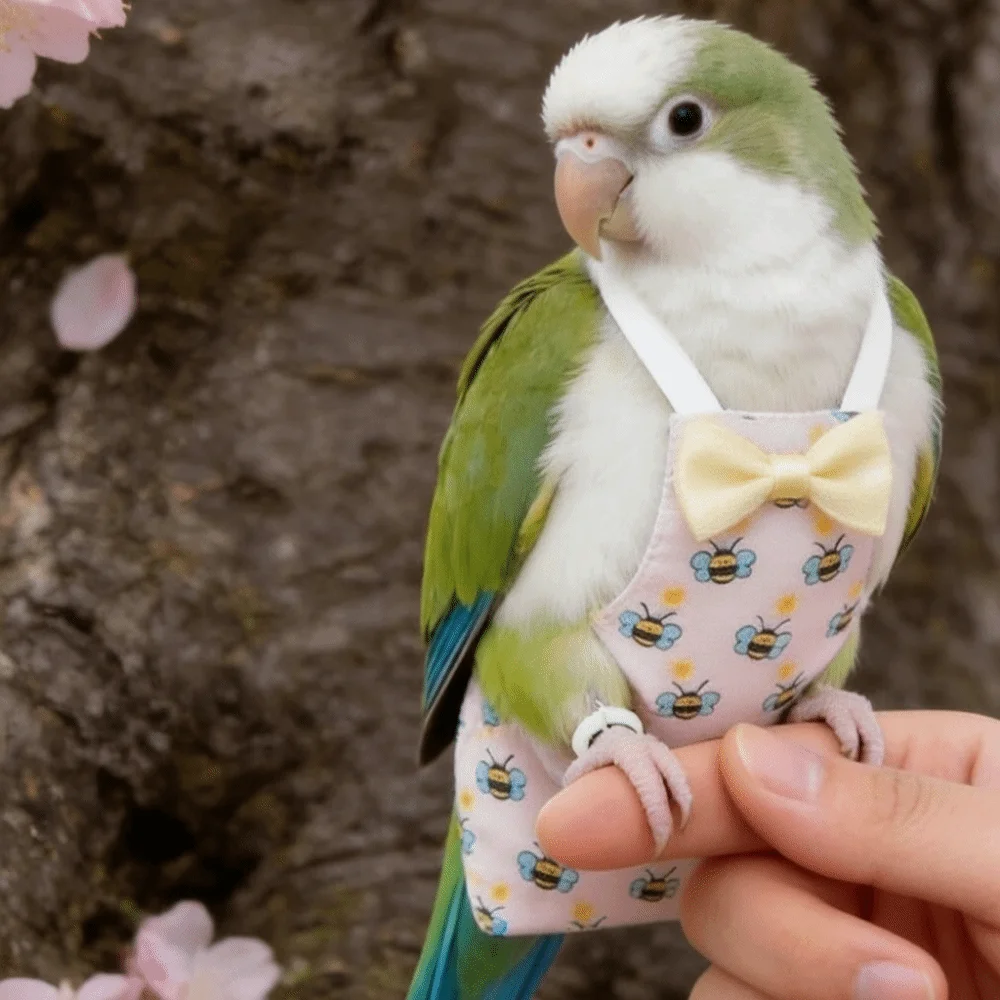 Washable Adjustable Pet Parrot Diaper Bowtie Cartoon Animal Pattern Bird Nappy Breathable Bird Flight Suits Daily Clothing