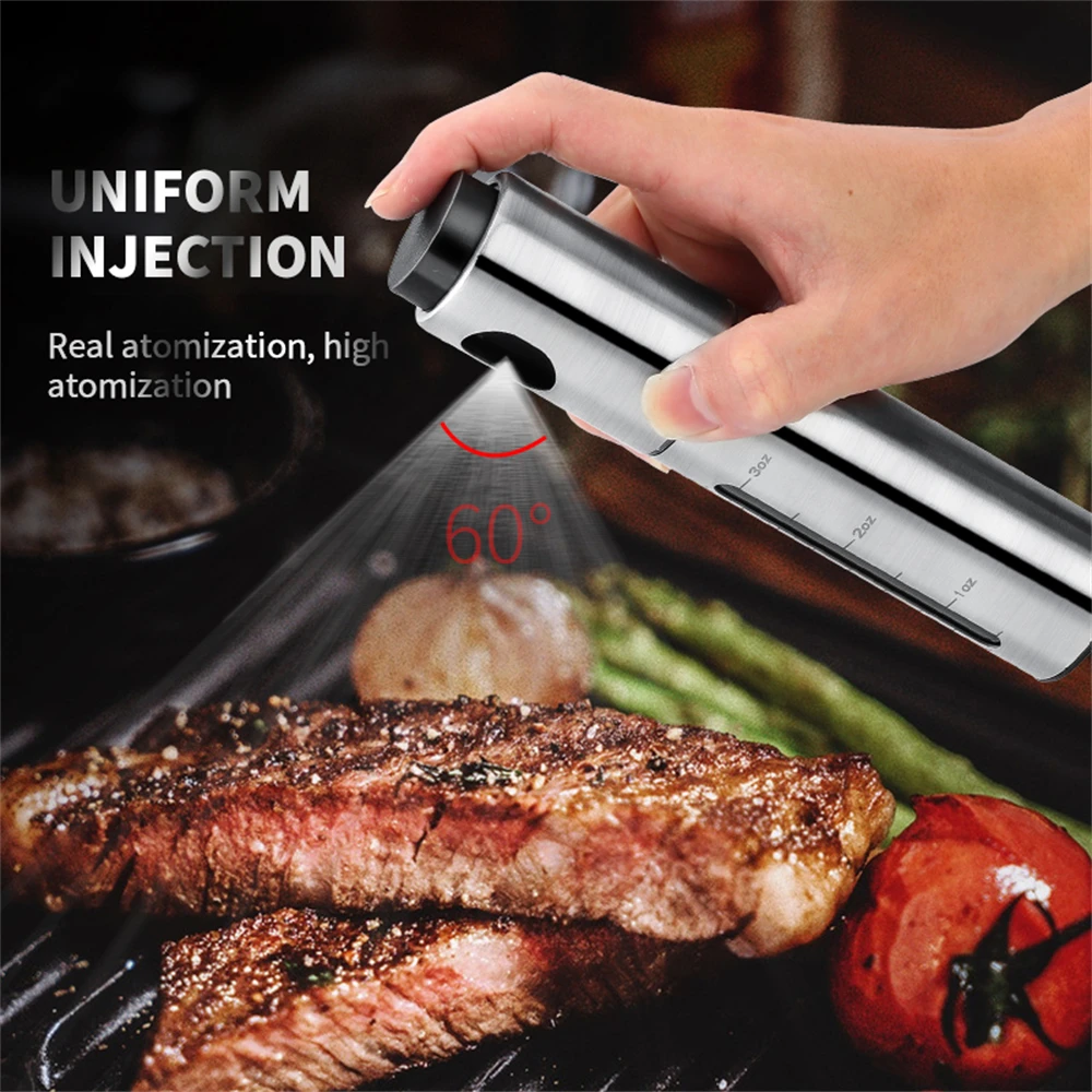 Stainless Steel Oil Sprayer Bottle Fine Mist Pump Oil Dispenser BBQ Air Fryer Cooking Salad Kitchen Oil Mister BBQ Sprayer Tool