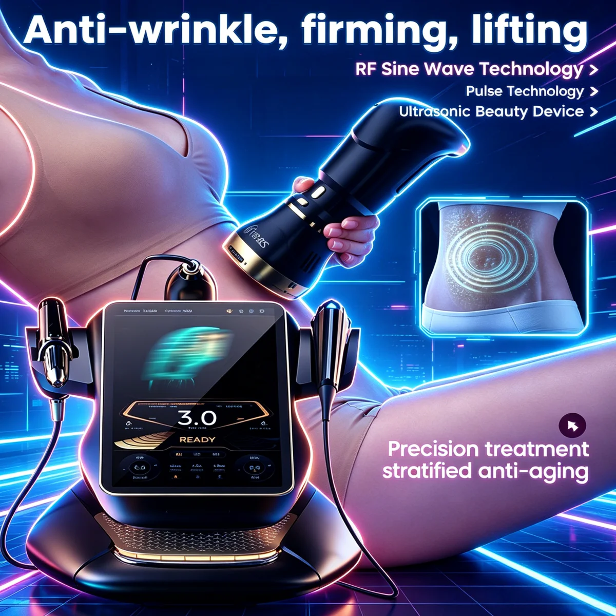 360MAX 25D HiFU 3 In 1 Technology Machine For Non Invasive Facial Slimming Anti Aging And Body Firming