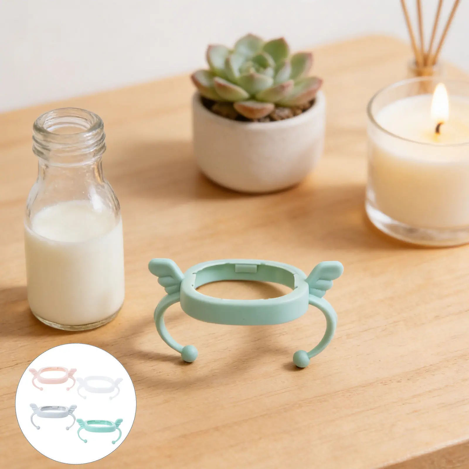 

4Pcs Baby Bottle Handle Replacement Grip for Feeding Bottle Leakproof Easy to Hold Comfortable Handles for Baby Learning