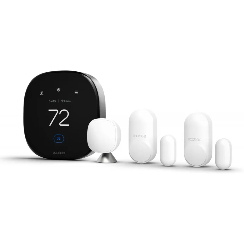 ecobee Smart Thermostat Premium with Siri and Alexa and Built in Air Quality Monitor Sensor SmartSensor for Doors