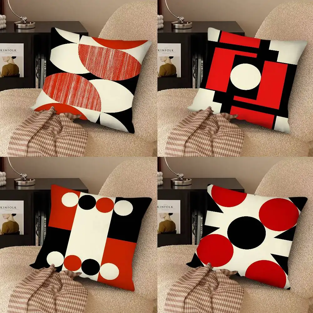 Black And Red Irregular Abstract Art Pillow Case Fashion Square Pillowcase Bedroom Sofa Room Ins Decoration Leisure