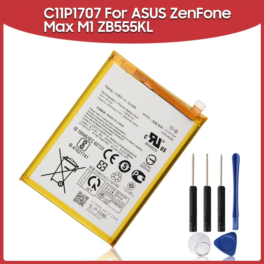 

New Rechargeable Battery C11P1707 For ASUS ZenFone Max M1 ZB555KL Replacement Phone Batteries 4000mAh