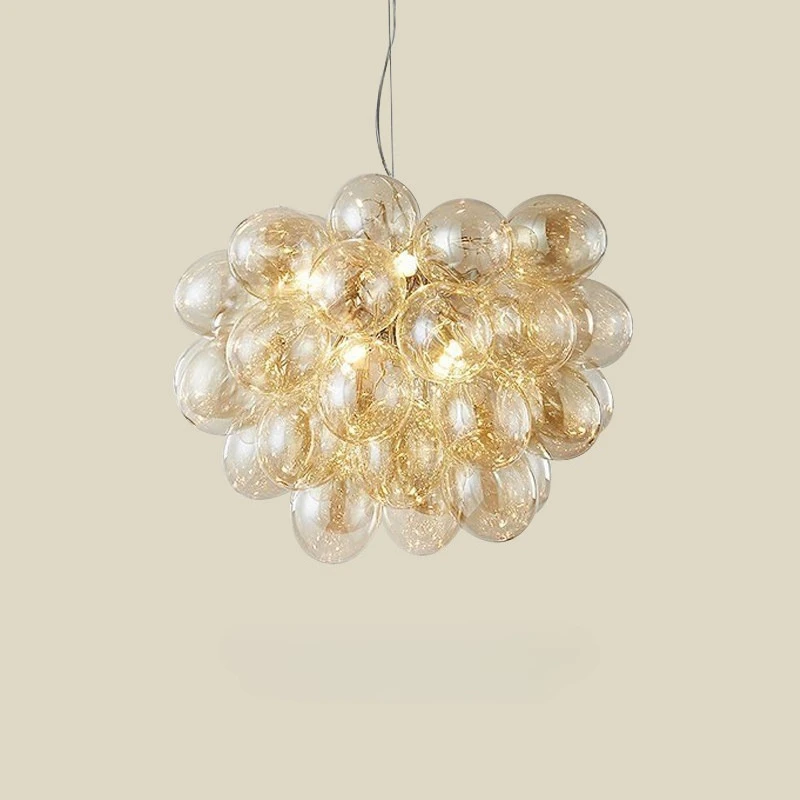 2026 Balloon Bubble Chandelier Nordic Grape Glass Pendant lamp for Bedroom luxury Home Decoration Smoke-grey glass Pendant light
